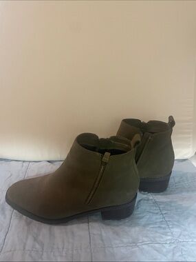 Blondo Olive Suede Ankle Booties with Side Zip